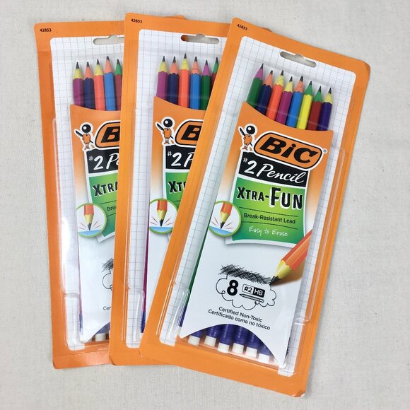 3 Packs Bic #2 Pencil Xra-Fun Back To School HB Colorful Drawing - Picture 1 of 4